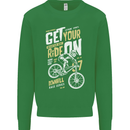 Get Your Ride on Downhill Mountain Biking Kids Sweatshirt Jumper Irish Green
