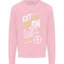 Get Your Ride on Downhill Mountain Biking Kids Sweatshirt Jumper Light Pink