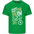 Get Your Ride on Downhill Mountain Biking Kids T-Shirt Childrens Irish Green