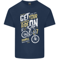 Get Your Ride on Downhill Mountain Biking Kids T-Shirt Childrens Navy Blue