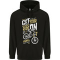 Get Your Ride on Downhill Mountain Biking Mens 80% Cotton Hoodie Black