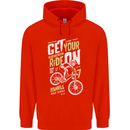 Get Your Ride on Downhill Mountain Biking Mens 80% Cotton Hoodie Bright Red
