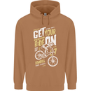 Get Your Ride on Downhill Mountain Biking Mens 80% Cotton Hoodie Caramel Latte
