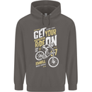 Get Your Ride on Downhill Mountain Biking Mens 80% Cotton Hoodie Charcoal