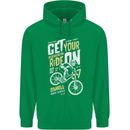 Get Your Ride on Downhill Mountain Biking Mens 80% Cotton Hoodie Irish Green
