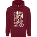 Get Your Ride on Downhill Mountain Biking Mens 80% Cotton Hoodie Maroon