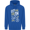 Get Your Ride on Downhill Mountain Biking Mens 80% Cotton Hoodie Royal Blue