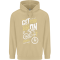 Get Your Ride on Downhill Mountain Biking Mens 80% Cotton Hoodie Sand