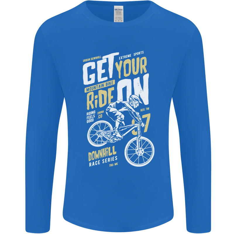 Get Your Ride on Downhill Mountain Biking Mens Long Sleeve T-Shirt Royal Blue