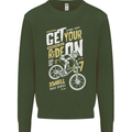 Get Your Ride on Downhill Mountain Biking Mens Sweatshirt Jumper Forest Green