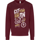 Get Your Ride on Downhill Mountain Biking Mens Sweatshirt Jumper Maroon