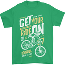Get Your Ride on Downhill Mountain Biking Mens T-Shirt Cotton Gildan Irish Green