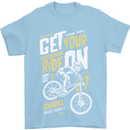 Get Your Ride on Downhill Mountain Biking Mens T-Shirt Cotton Gildan Light Blue