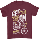 Get Your Ride on Downhill Mountain Biking Mens T-Shirt Cotton Gildan Maroon
