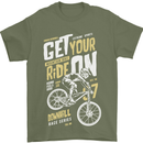 Get Your Ride on Downhill Mountain Biking Mens T-Shirt Cotton Gildan Military Green