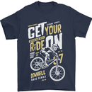Get Your Ride on Downhill Mountain Biking Mens T-Shirt Cotton Gildan Navy Blue