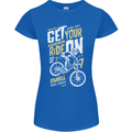 Get Your Ride on Downhill Mountain Biking Womens Petite Cut T-Shirt Royal Blue