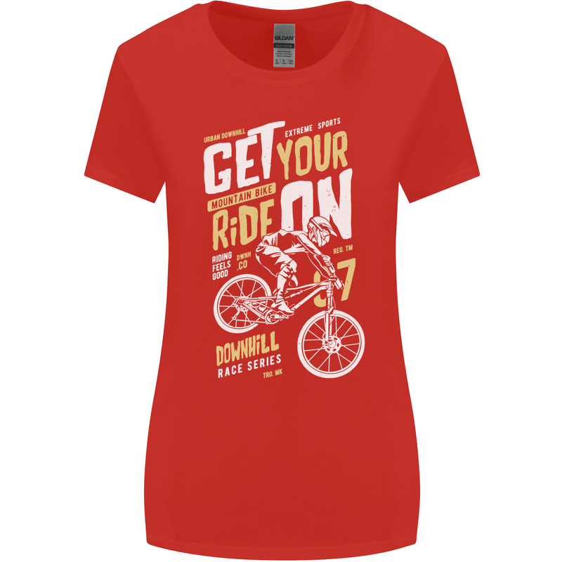 Get Your Ride on Downhill Mountain Biking Womens Wider Cut T-Shirt Red