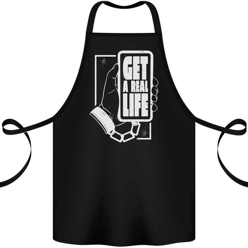 Get a Real Life Antisocial Phone Addict Cotton Apron 100% Organic Black