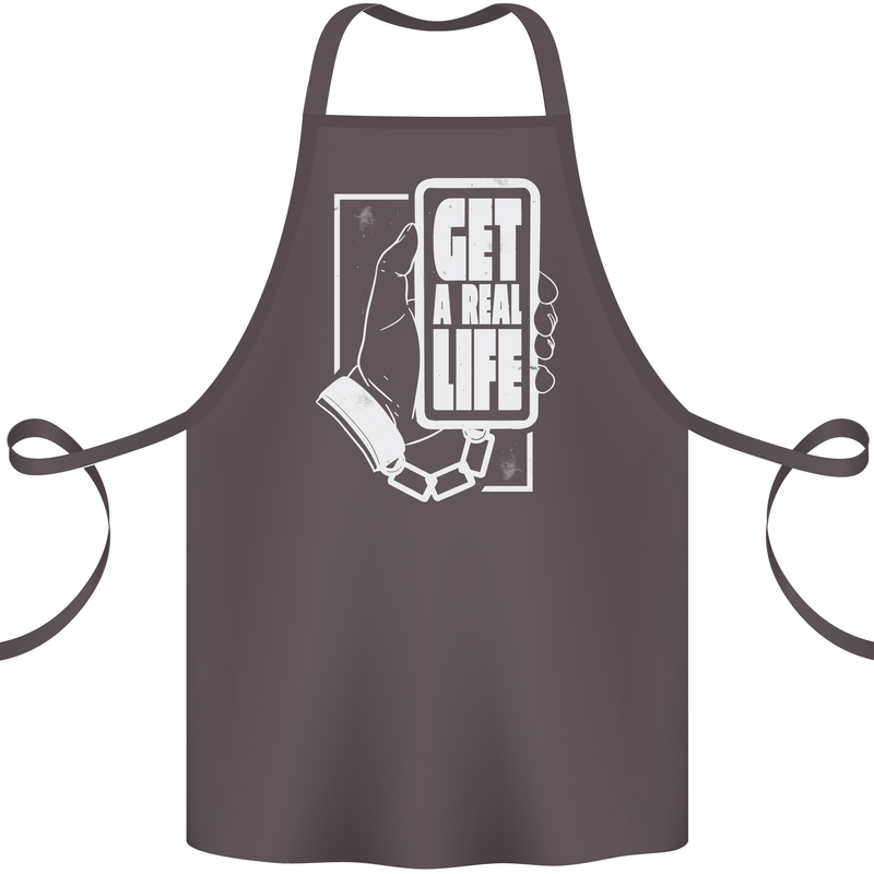 Get a Real Life Antisocial Phone Addict Cotton Apron 100% Organic Dark Grey