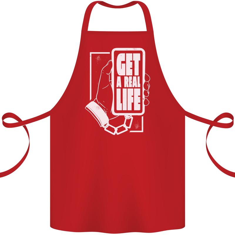Get a Real Life Antisocial Phone Addict Cotton Apron 100% Organic Red