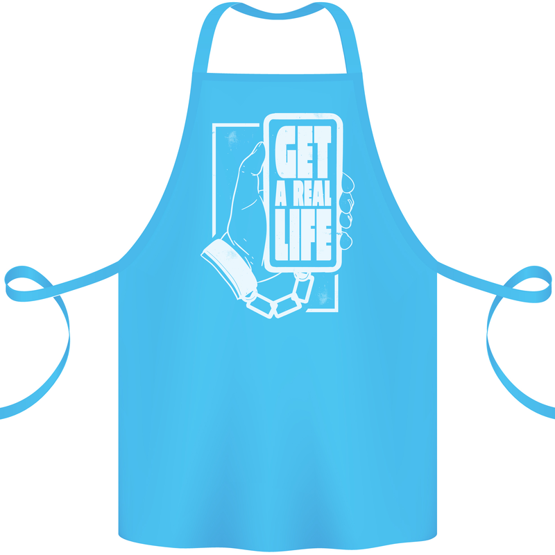Get a Real Life Antisocial Phone Addict Cotton Apron 100% Organic Turquoise