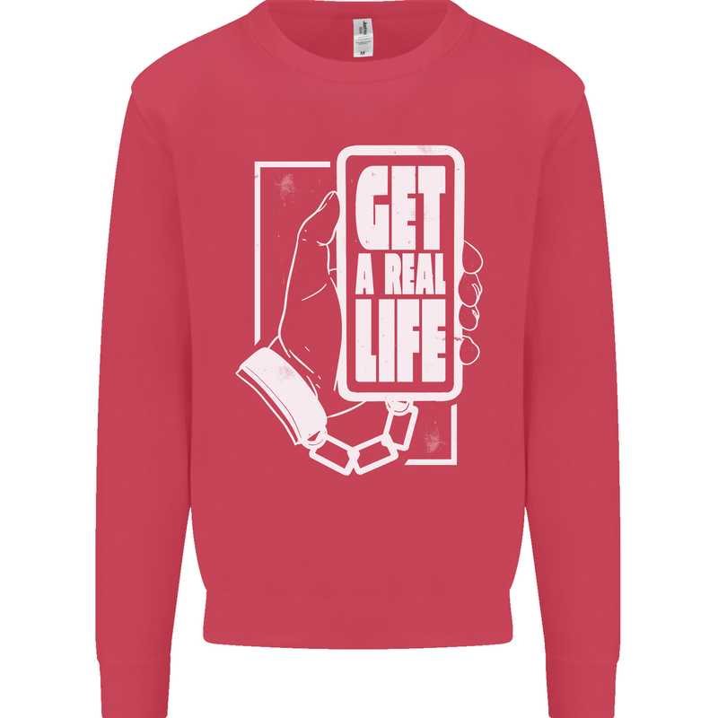 Get a Real Life Antisocial Phone Addict Kids Sweatshirt Jumper Heliconia