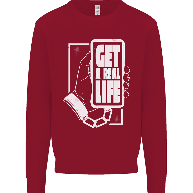 Get a Real Life Antisocial Phone Addict Kids Sweatshirt Jumper Red