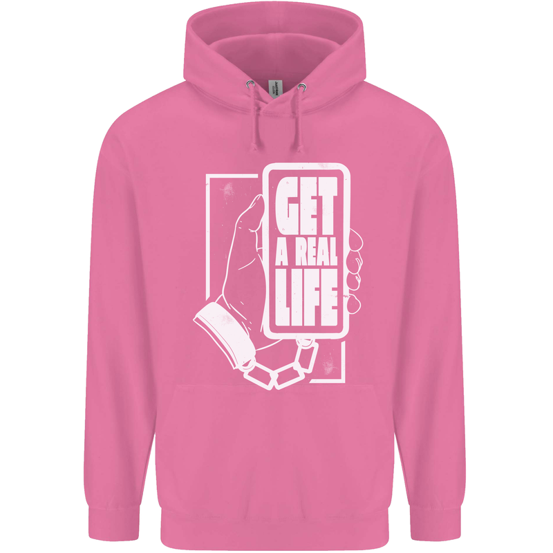 Get a Real Life Antisocial Phone Addict Mens 80% Cotton Hoodie Azelea