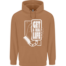 Get a Real Life Antisocial Phone Addict Mens 80% Cotton Hoodie Caramel Latte