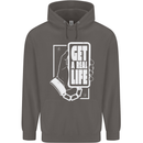 Get a Real Life Antisocial Phone Addict Mens 80% Cotton Hoodie Charcoal