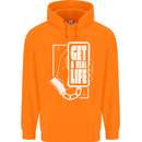 Get a Real Life Antisocial Phone Addict Mens 80% Cotton Hoodie Orange