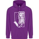 Get a Real Life Antisocial Phone Addict Mens 80% Cotton Hoodie Purple