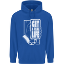 Get a Real Life Antisocial Phone Addict Mens 80% Cotton Hoodie Royal Blue