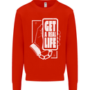 Get a Real Life Antisocial Phone Addict Mens Sweatshirt Jumper Bright Red
