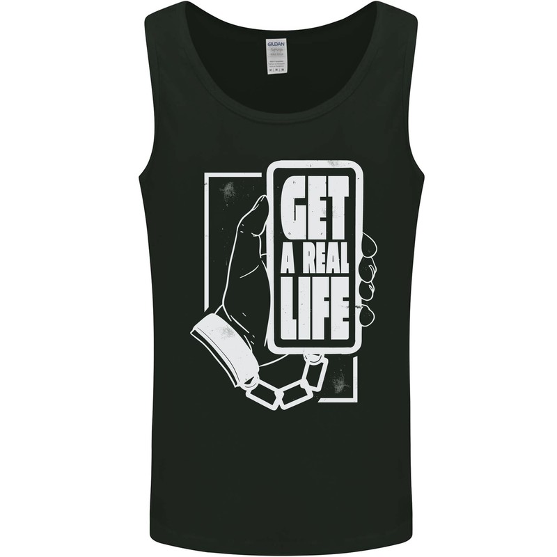 Get a Real Life Antisocial Phone Addict Mens Vest Tank Top Black