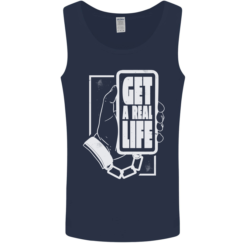 Get a Real Life Antisocial Phone Addict Mens Vest Tank Top Navy Blue