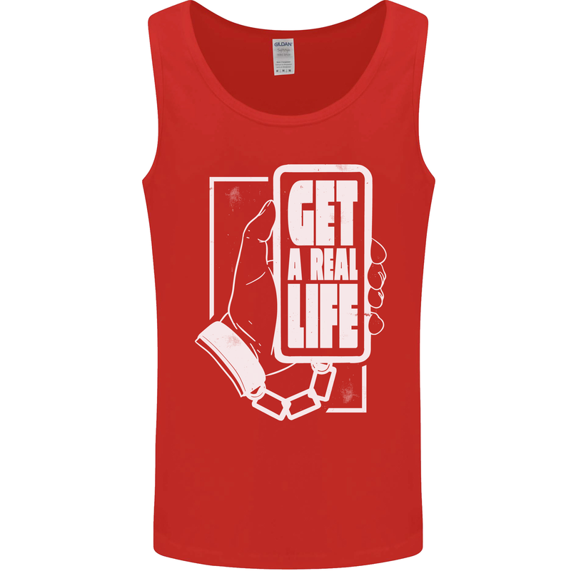 Get a Real Life Antisocial Phone Addict Mens Vest Tank Top Red