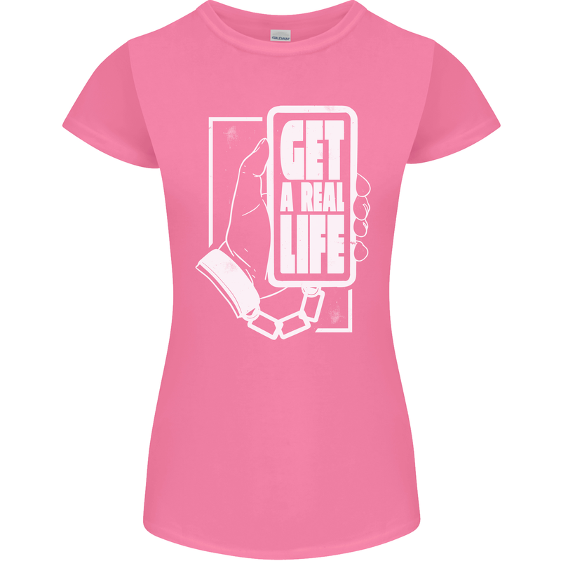 Get a Real Life Antisocial Phone Addict Womens Petite Cut T-Shirt Azalea