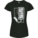 Get a Real Life Antisocial Phone Addict Womens Petite Cut T-Shirt Black