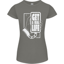Get a Real Life Antisocial Phone Addict Womens Petite Cut T-Shirt Charcoal