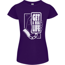Get a Real Life Antisocial Phone Addict Womens Petite Cut T-Shirt Purple