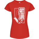 Get a Real Life Antisocial Phone Addict Womens Petite Cut T-Shirt Red