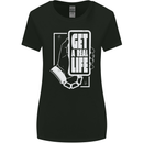 Get a Real Life Antisocial Phone Addict Womens Wider Cut T-Shirt Black