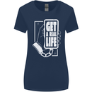 Get a Real Life Antisocial Phone Addict Womens Wider Cut T-Shirt Navy Blue