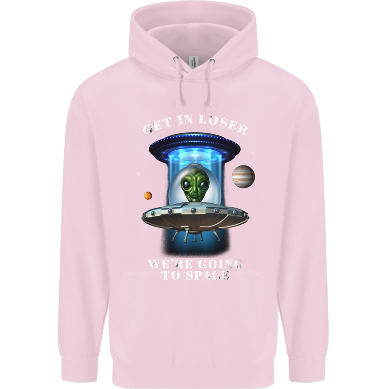 Get in Loser Funny Alien UFO Childrens Kids Hoodie Light Pink