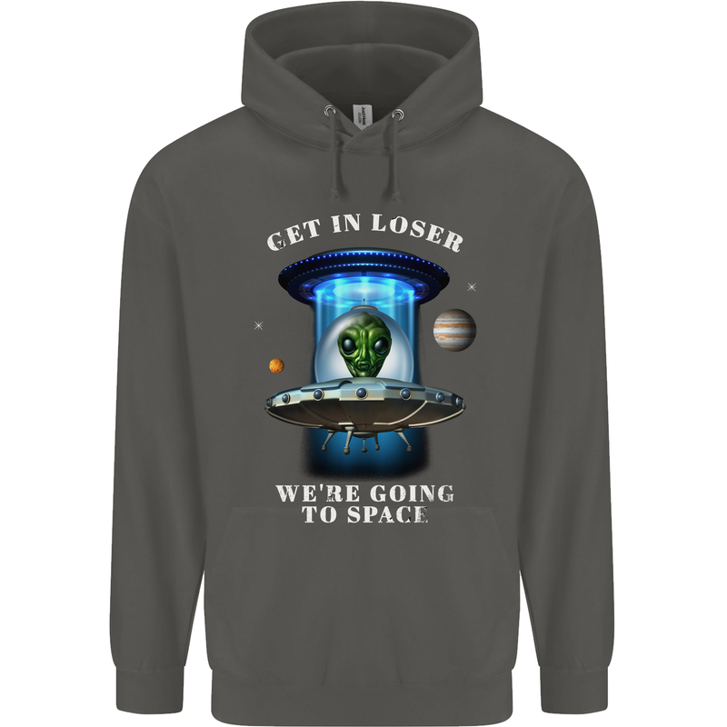 Get in Loser Funny Alien UFO Childrens Kids Hoodie Storm Grey