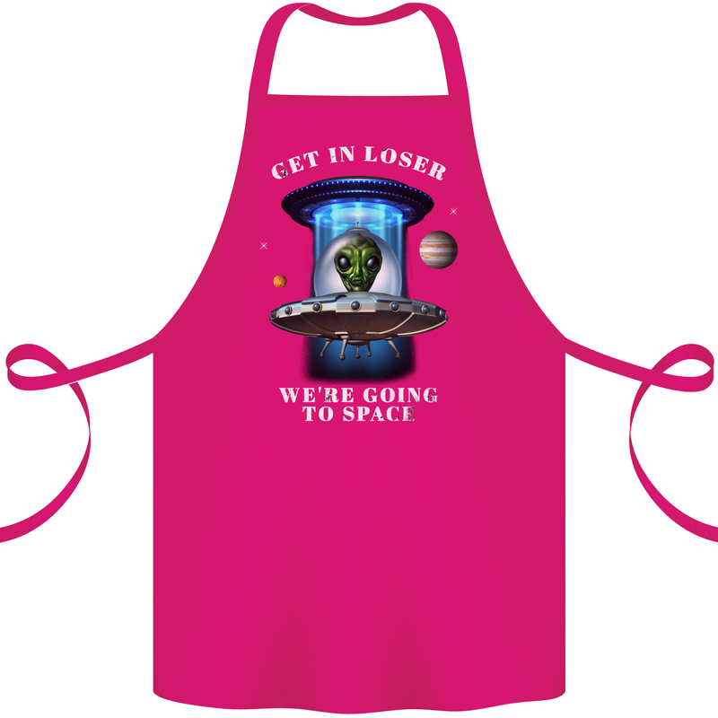 Get in Loser Funny Alien UFO Cotton Apron 100% Organic Pink