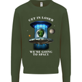 Get in Loser Funny Alien UFO Kids Sweatshirt Jumper Forest Green