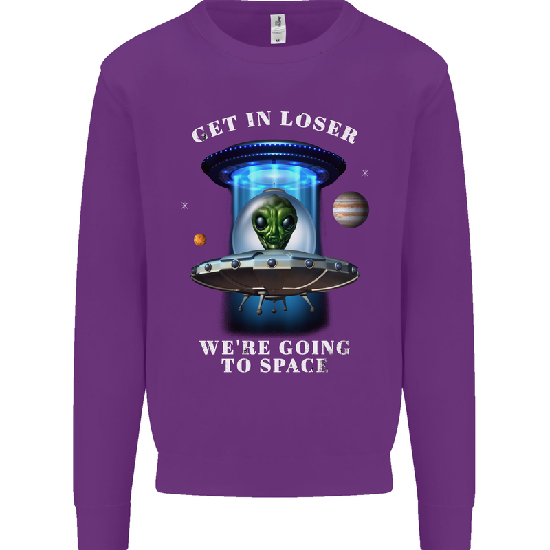 Get in Loser Funny Alien UFO Kids Sweatshirt Jumper Purple